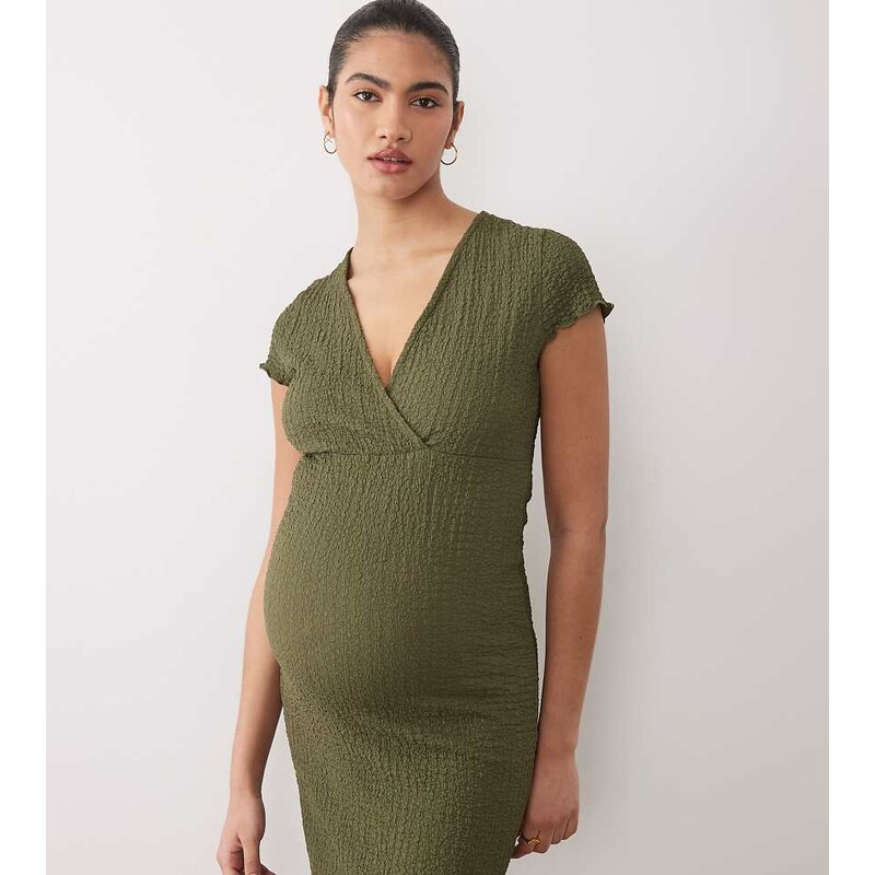 Mama.licious Mamalicious Maternity textured cap sleeve v-neck 2 114403806