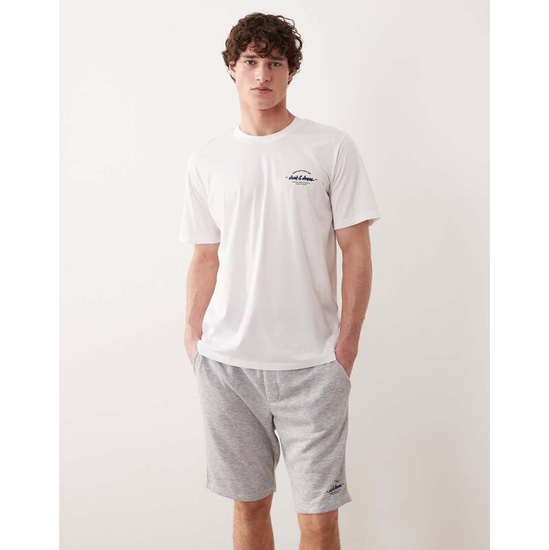 Jack & Jones logo t-shirt and jersey shorts set in grey