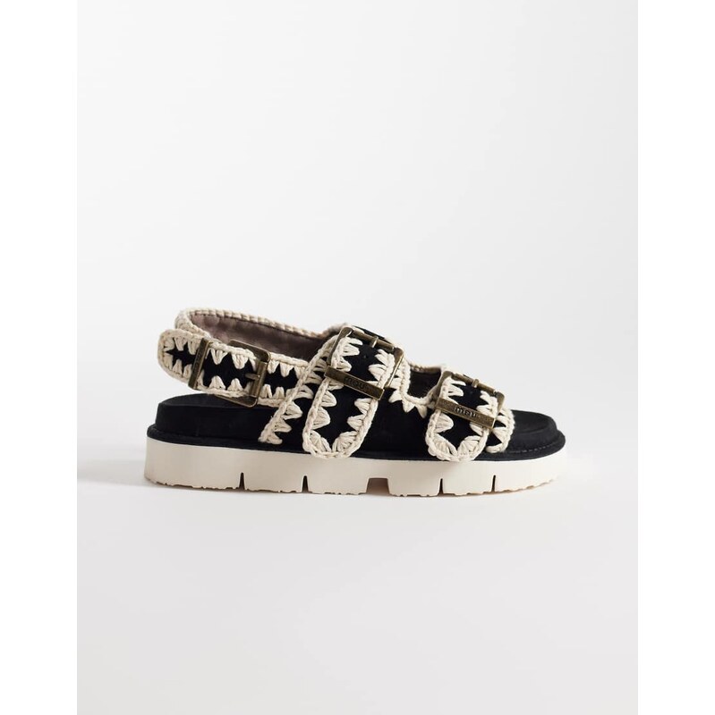 Mou two buckle backstrap Sandals in black