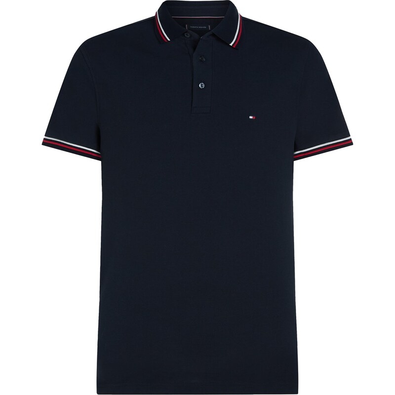 TOMMY HILFIGER Tričko námořnická modř / burgundská červeň / bílá