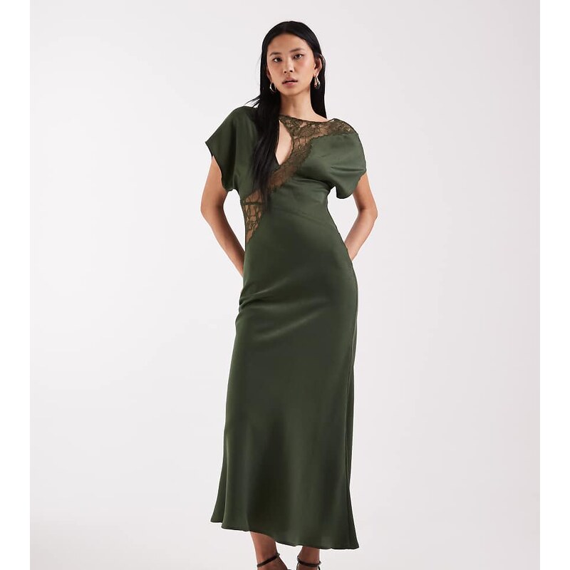 ASOS Tall ASOS DESIGN Tall Lace Applique Grown On Sleeve Bias Cut 114406316