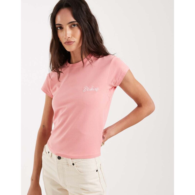 Dickies capped sleeve baby tee in pink