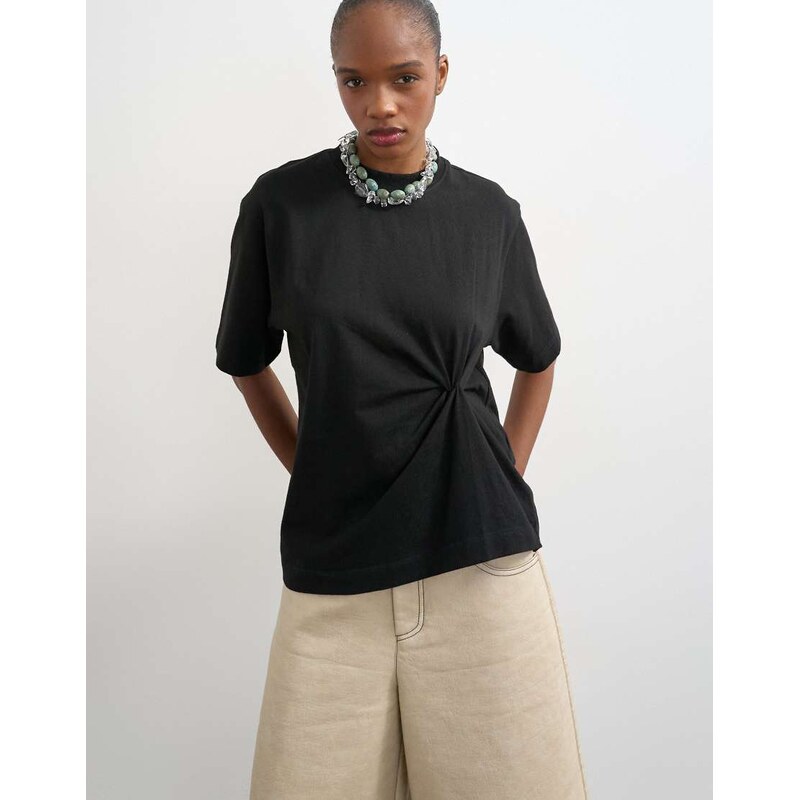 Topshop twist tuck tee in black