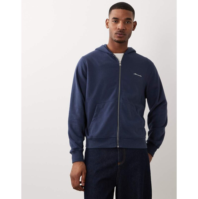 Abercrombie & Fitch script logo premium zip through hoodie in