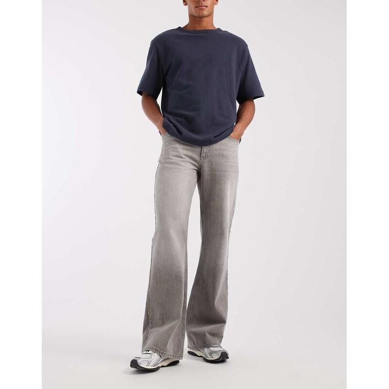 ASOS DESIGN wide flare jeans in washed grey