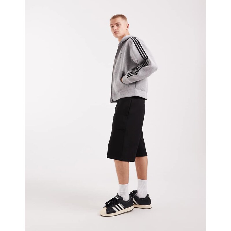 ASOS DESIGN heavyweight scuba-style fabric loose jorts in black
