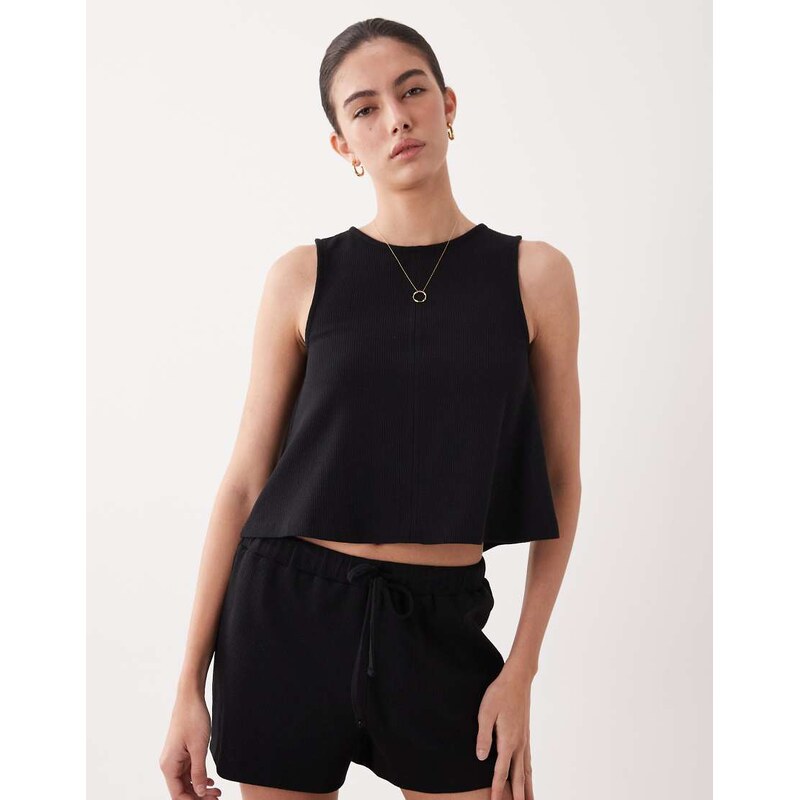 ASOS DESIGN co-ord waffle texture swing top with tie back detail