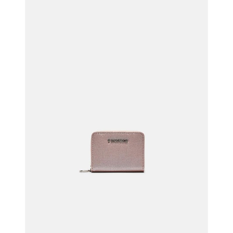 Stradivarius Shimmery zip-up purse in pastel pink 114406463