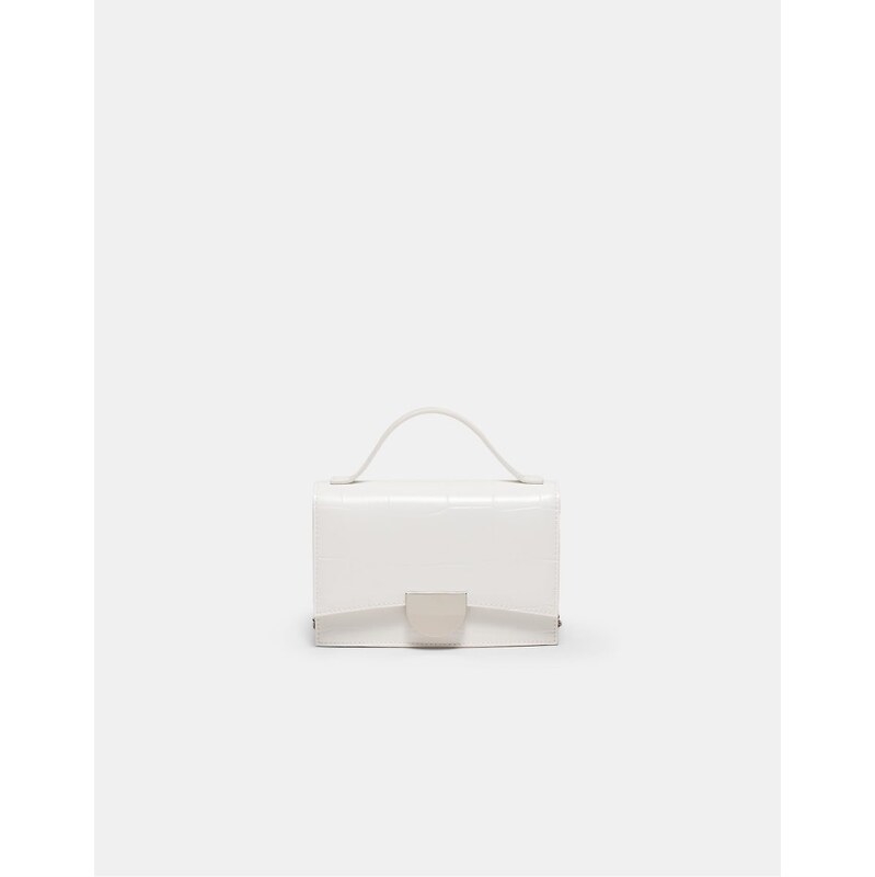 Stradivarius Mini rigid crossbody bag with coconut effect in white 114406467