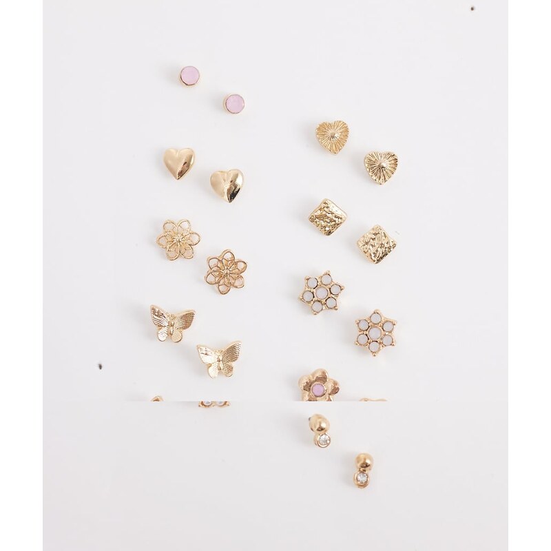 Accessorize pack of 10 pink flowers stud earrings in pink 114589533