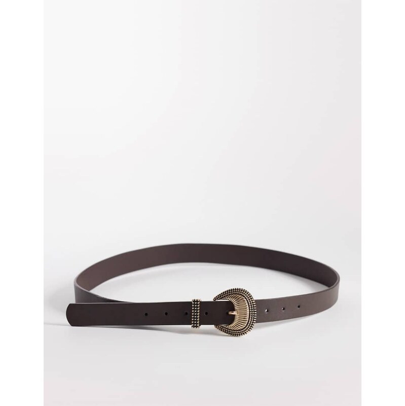New Look western buckle belt in brown 114413533