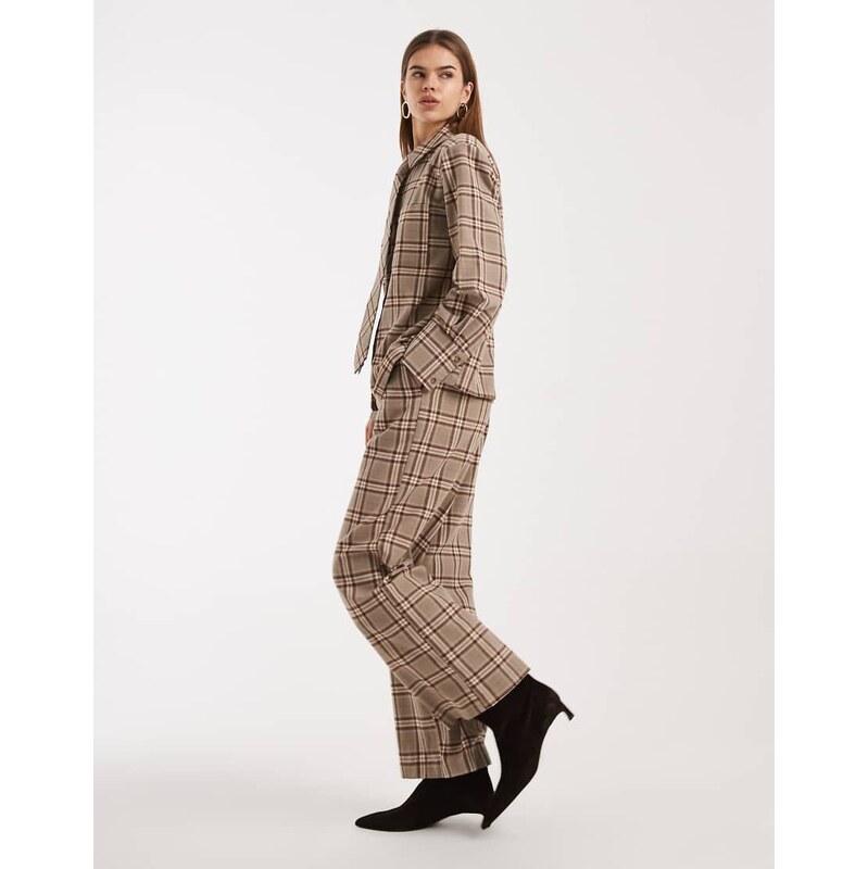 4th & Reckless cotton brushed tailored wide leg trouser co-ord in 114413539