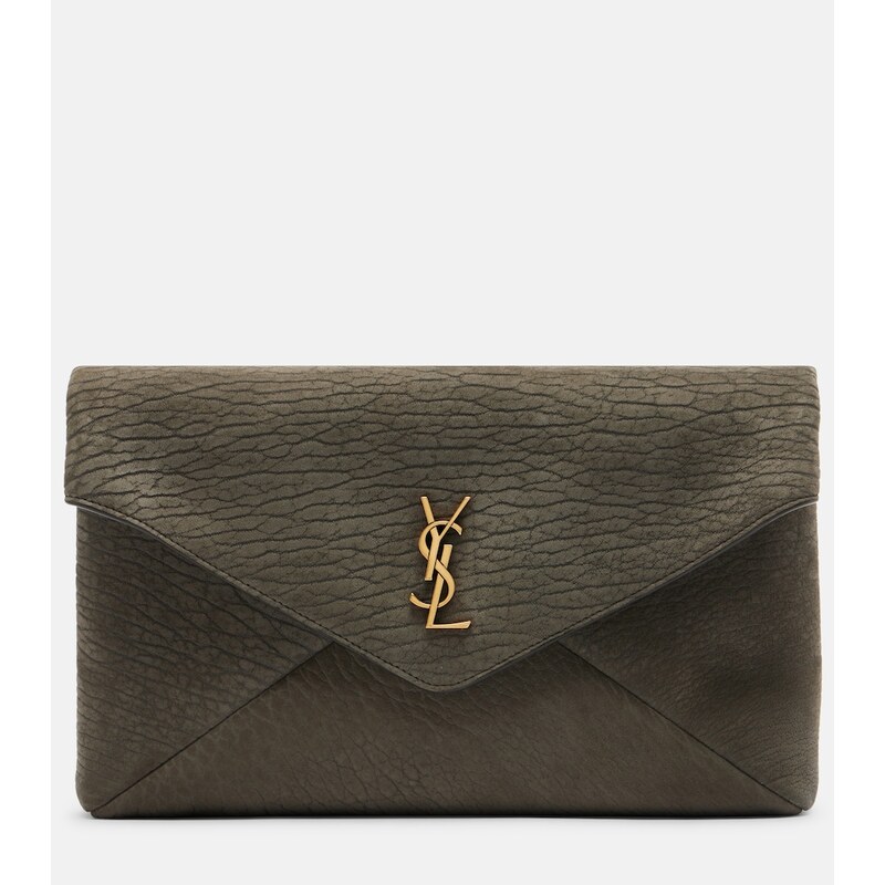 Luxusní kabelka Saint Laurent Cassandre Large leather pouch v zinkově šedé barvě