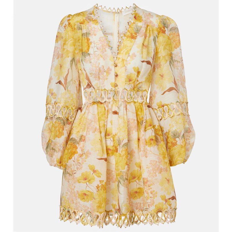 Zimmermann Como floral linen and silk minidress