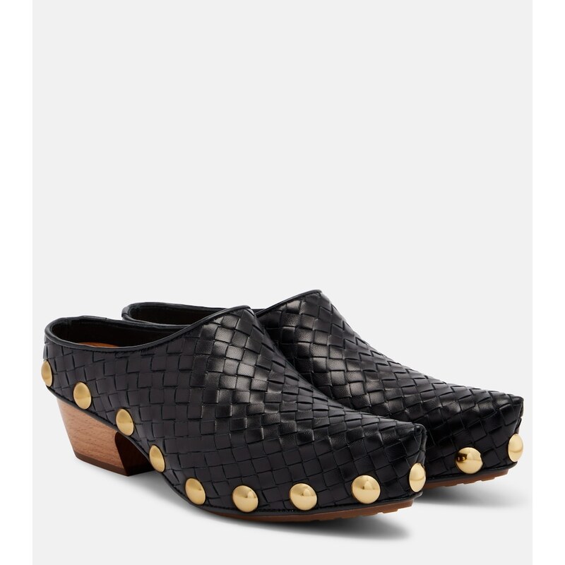 Bottega Veneta Gondola Intrecciato studded leather clogs