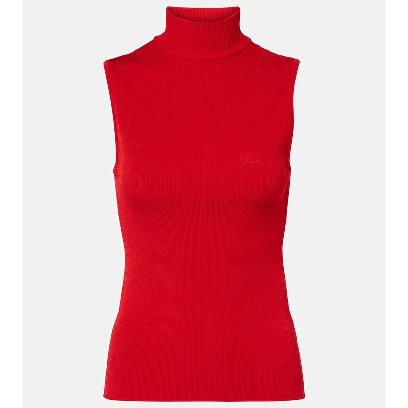 Dětské tričko Loewe Double L ribbed-knit top v barvě červená