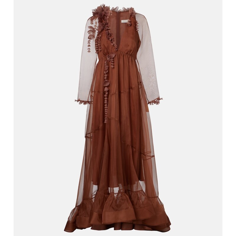 Zimmermann Como floral-appliquÃ silk maxi dress