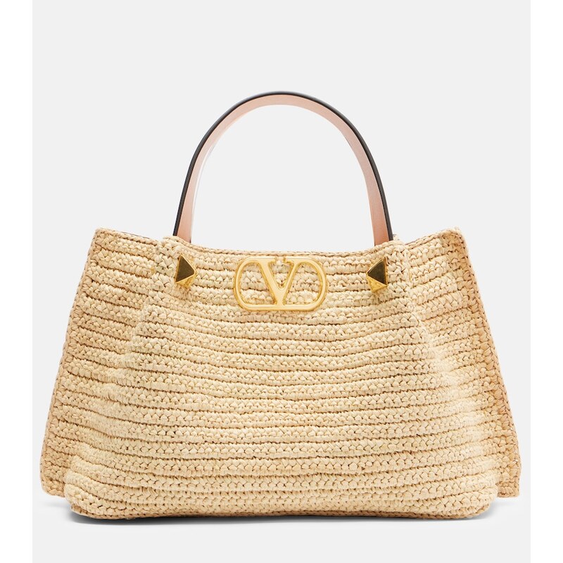 Valentino Garavani VLogo Small raffia top-handle bag