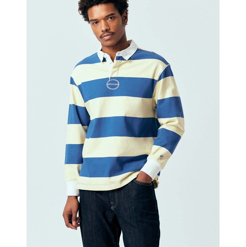 Pompeii UK Pompeii 100% cotton rugby sweatshirt yellow and blue