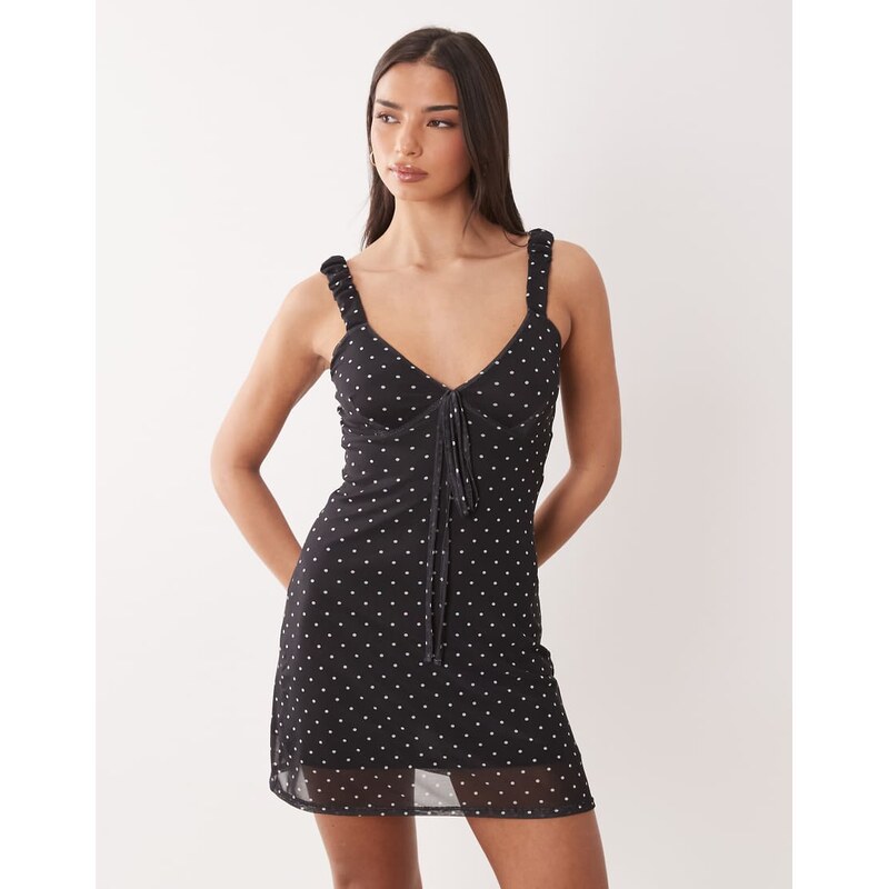 ASOS DESIGN cami mesh mini dress in black