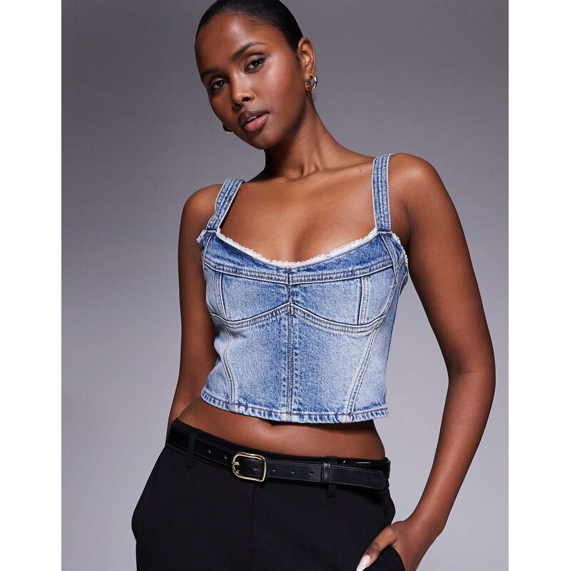 Abrand Jeans Abrand denim corset in mid wash blue 114425874