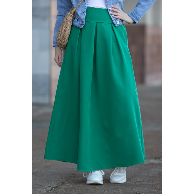 Italy fashion Dlouhá sukně JUSTINE Barva: trávově zelená,