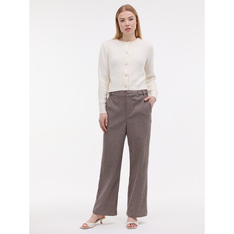 Světle hnědé dámské široké kalhoty ORSAY