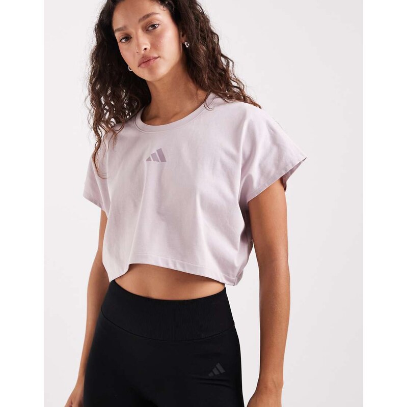 adidas performance Power workout cropped boxy 3-stripes tank in