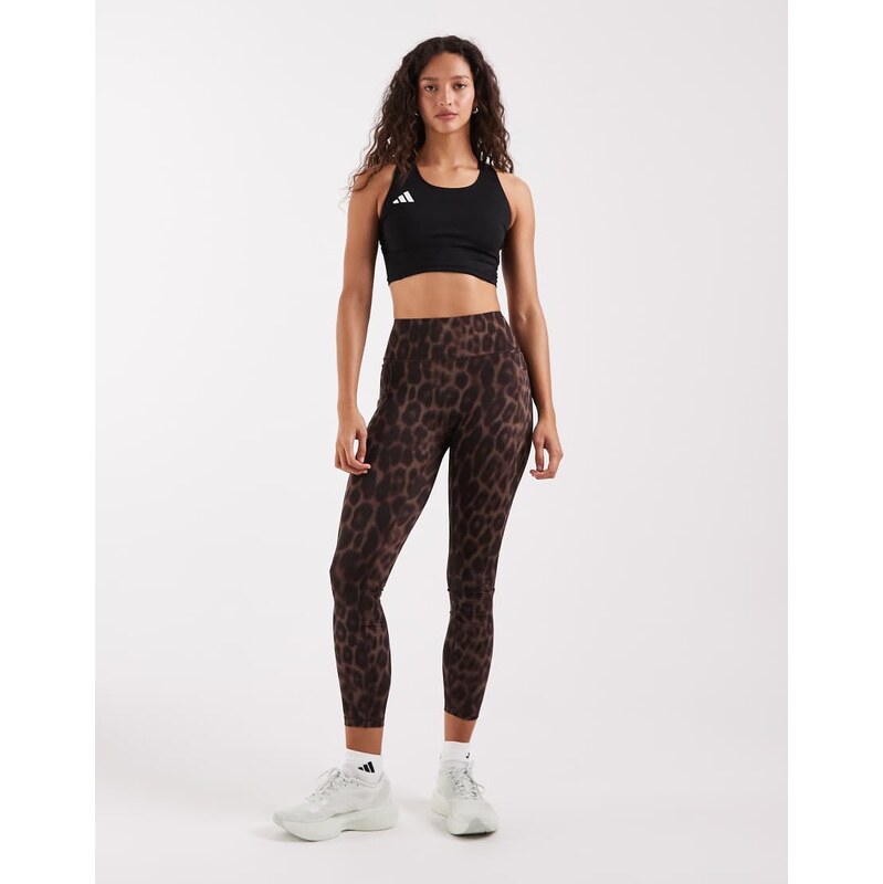 adidas performance Optime power leopard 7/8 leggings in black