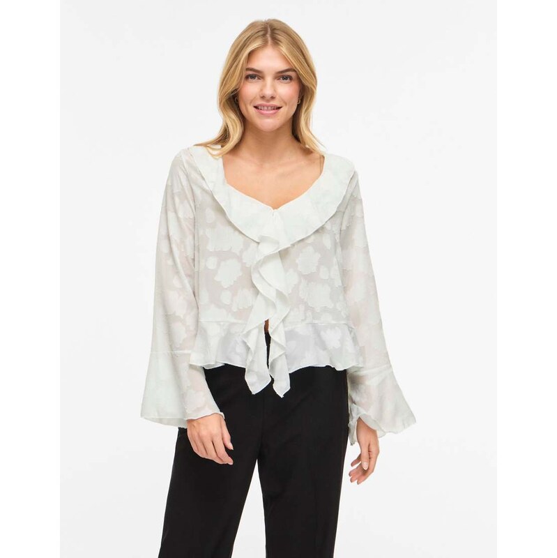 Vila Long sleeved top in cloud dancer-White 115506804