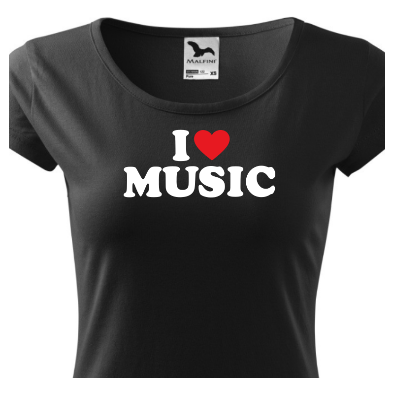 Fenomeno Dámské tričko I love music - černé