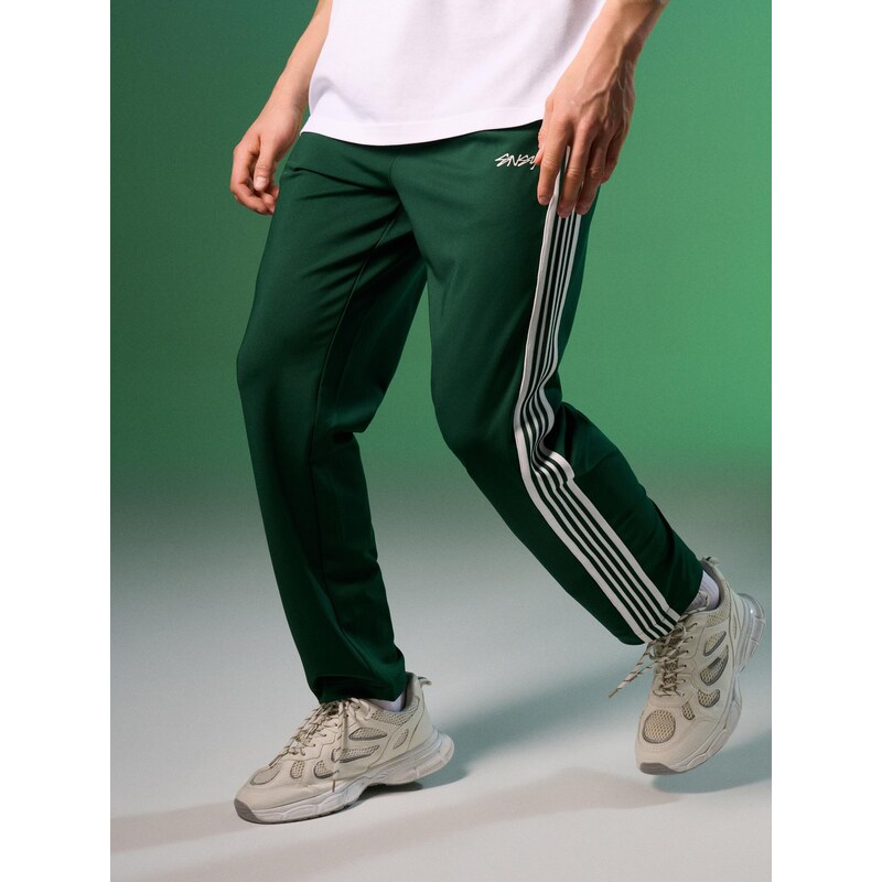 Sinsay - Sportovní kalhoty straight leg s pruhy - zelená