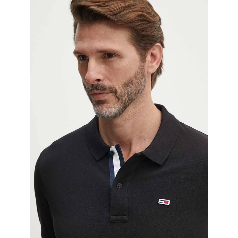 Tommy Jeans pánské černé polo tričko