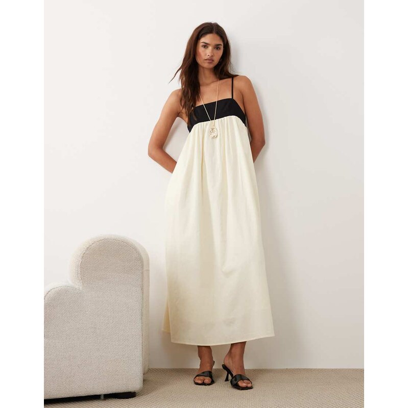 Bronze Snake Marianne contrast smock strap maxi dress in yellow 114423501