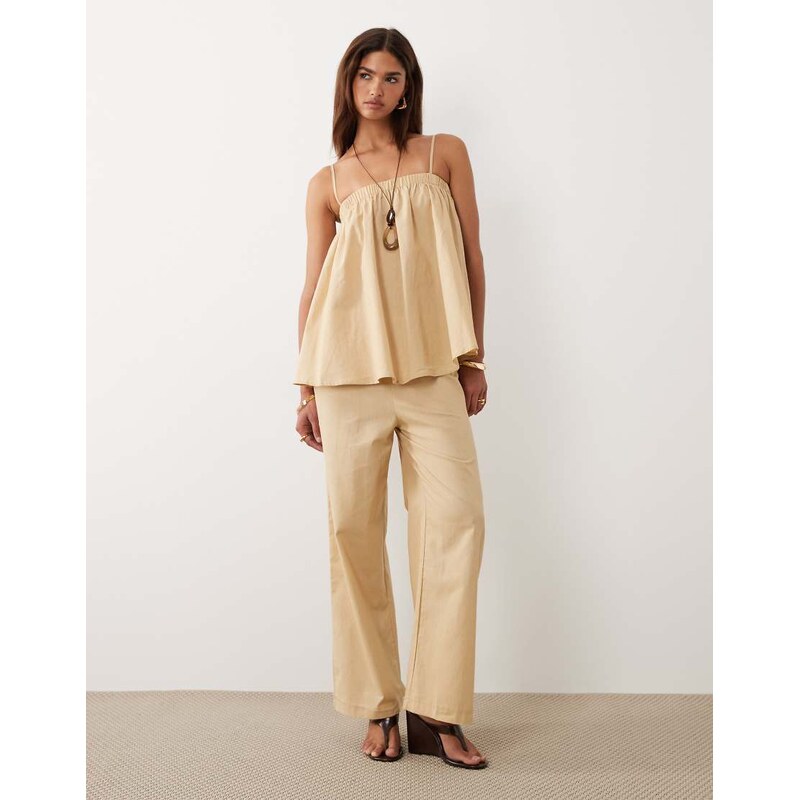 Bronze Snake Misty smock cotton cami top and trouser set in
