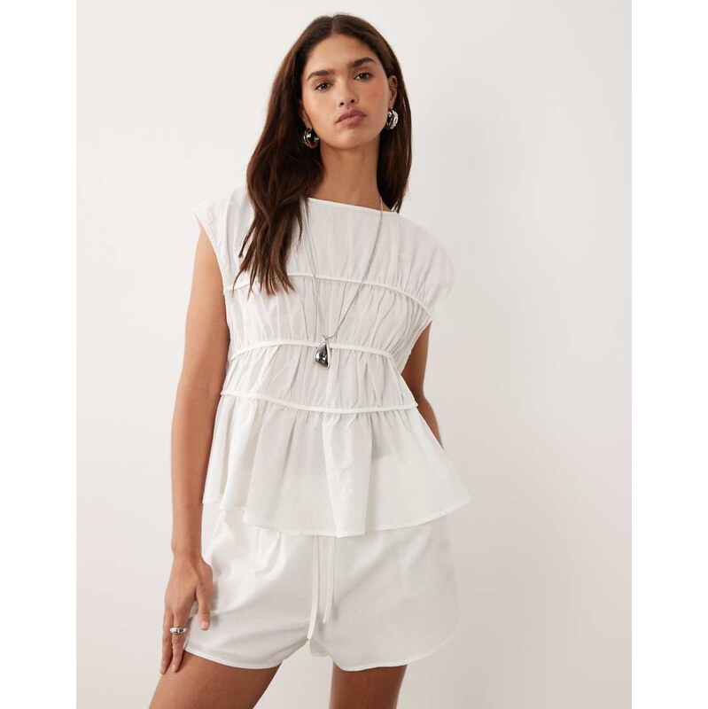 Bronze Snake Tilly shirred top and short set in white 114423506