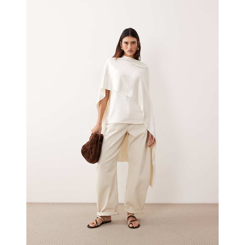 ARRANGE Tova tapered curved leg jean with roll hem in bone-White 114423516