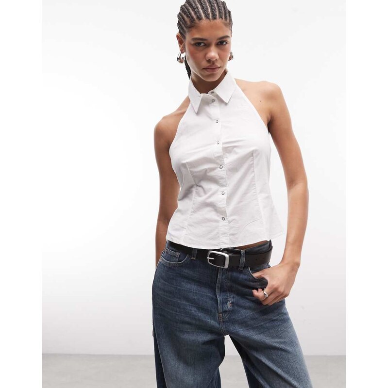 Weekday sleeveless button down shirt in white 115521693