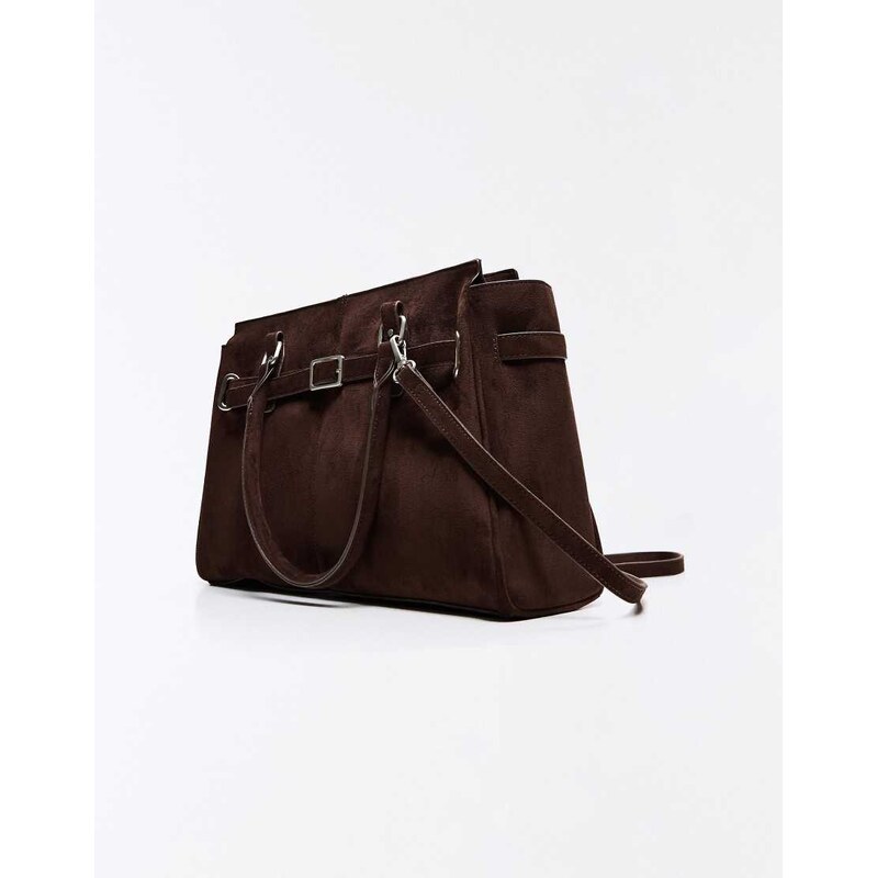 Bershka Belt shopper bag in brown 114423524