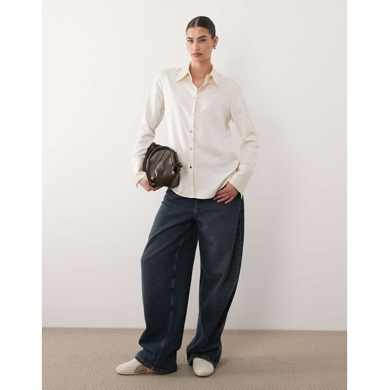 Mango satin shirt in white