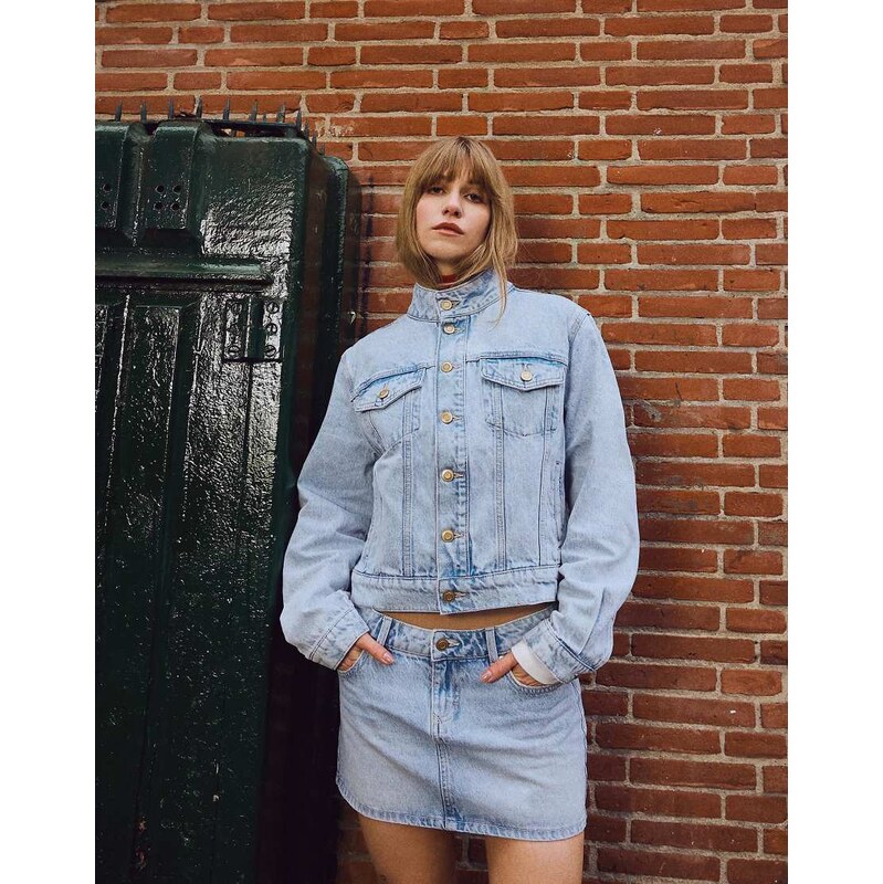 Bershka Denim jacket in mid blue 114423575