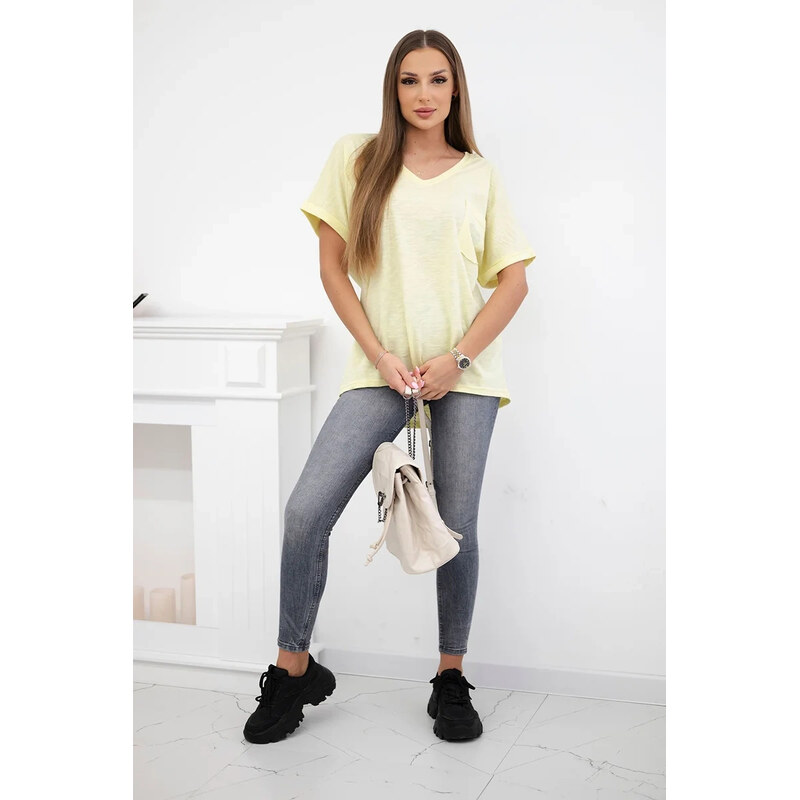 Fashionweek Dámská bavlněná halenka s výstřihem do V a kapsičkou K7110 106465830