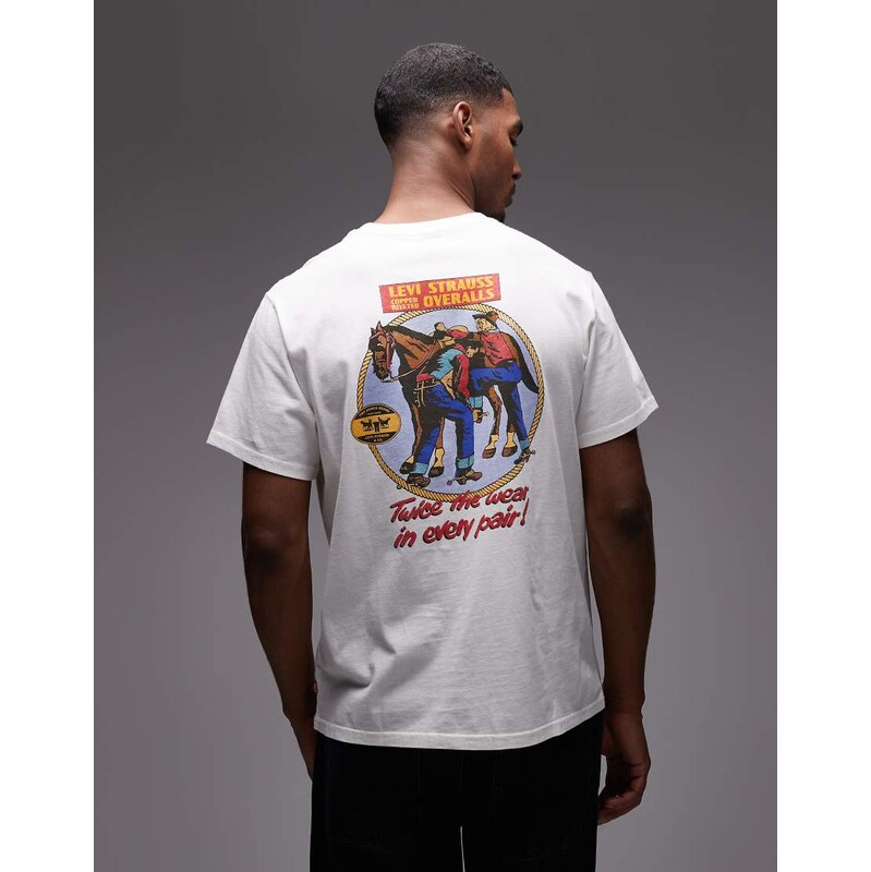 Levis western back graphic relaxed t-shirt in ecru-White