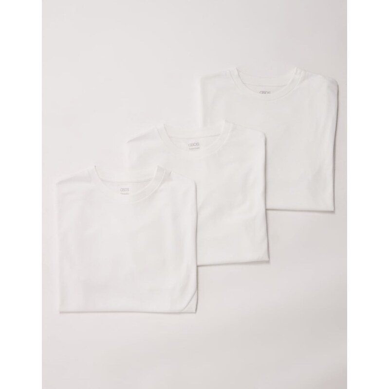 ASOS DESIGN Essentials 3 pack regular t-shirt in white