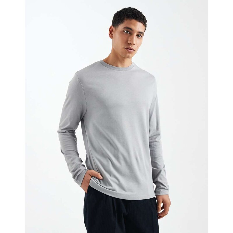 ASOS DESIGN Essentials regular fit long sleeve t-shirt in grey