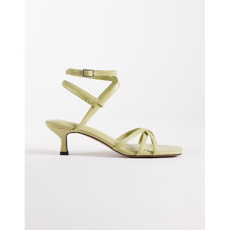 ASOS DESIGN Haze strappy kitten heel sandals in sage-Green
