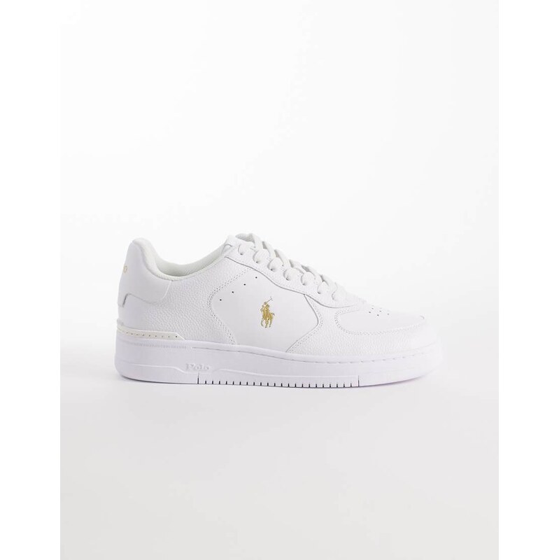 Polo Ralph Lauren masters court leather trainers in white and