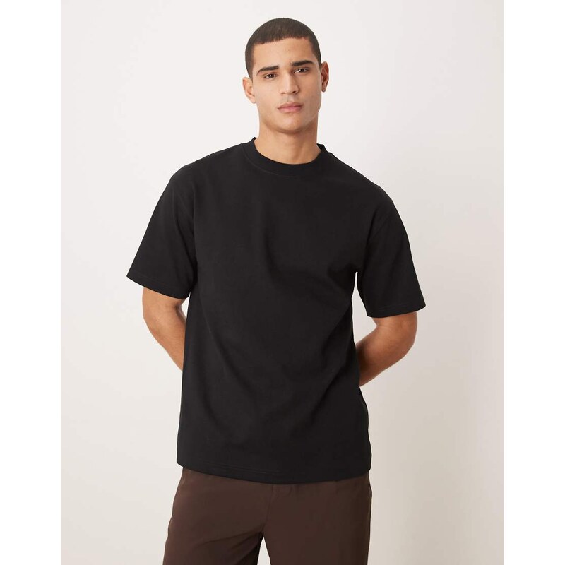 ASOS DESIGN premium interlock relaxed t-shirt in black