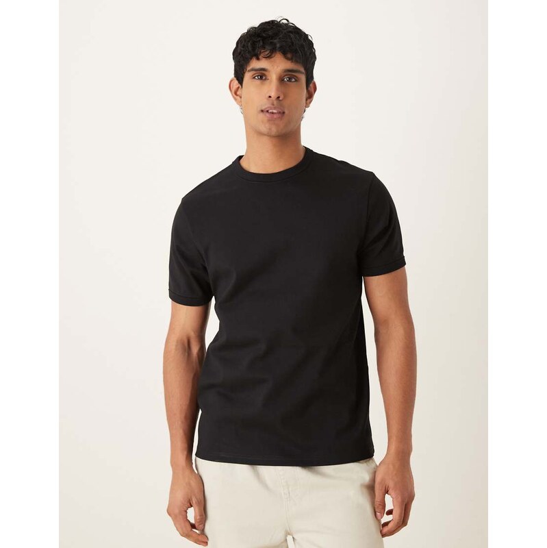 ASOS DESIGN premium interlock regular fit t-shirt in black