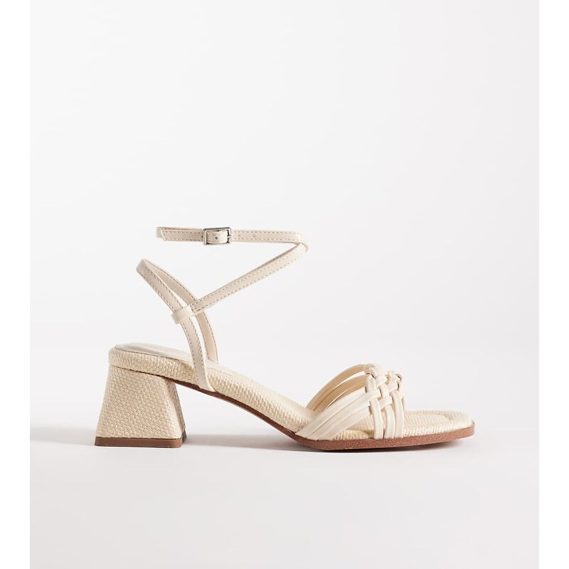ASOS DESIGN Wide Fit Humble plaited detail block mid heel